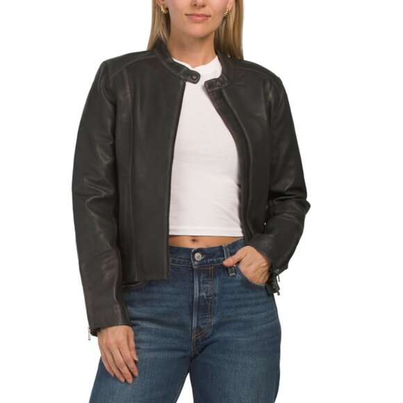 BOD & CHRISTENSEN Black Genuine Leather Biker Jacket